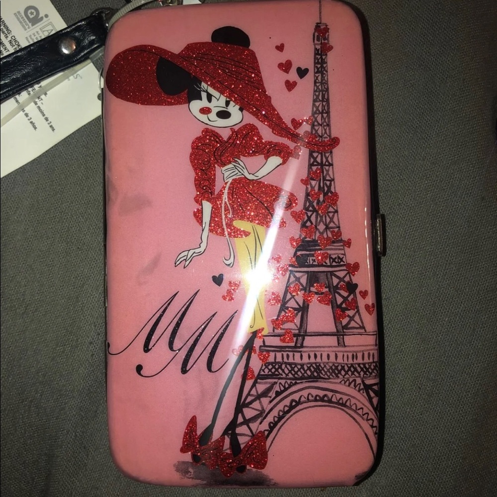 Minnie Mouse in Paris phone wallet wristlet